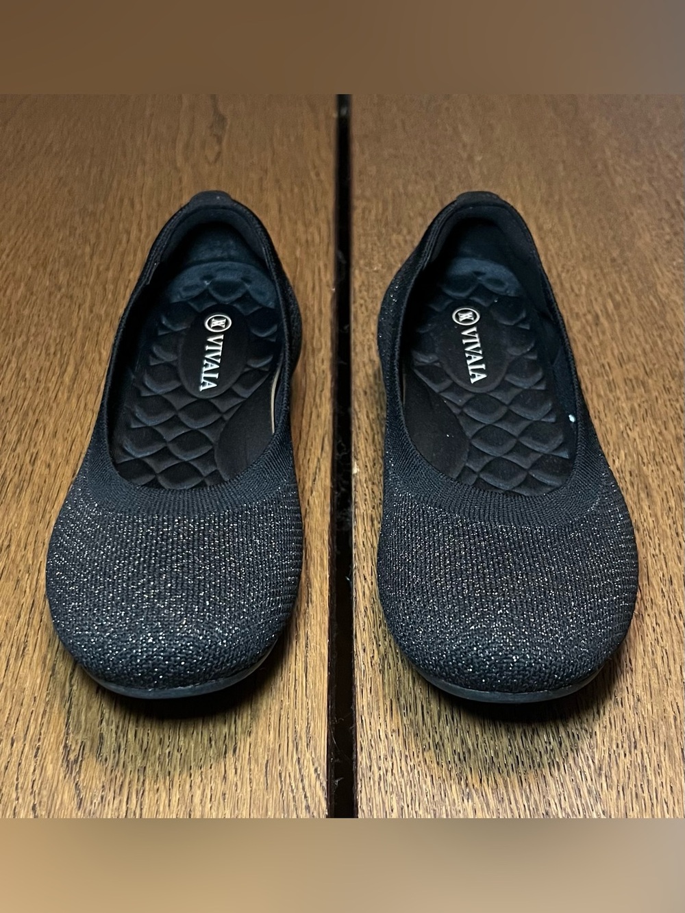 VIVAIA Claire Mettalic Black Glitter Knit Ballet Flats Womens Size 7